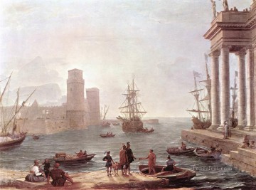  Departure Art - Port Scene with the Departure of ulysses from the Land of the Feaci landscape Claude Lorrain Beach